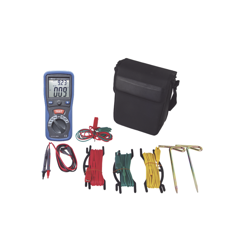 KIT de Medidor de Resistencia a Tierra Digital ( Terrómetro ), a 3 hilos  CAT III / 1000 V.