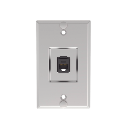 Placa de Pared Telefónica, Salida de 1 Puerto Keystone, con Jack Cat6 Estilo 110 de Impacto, de Acero Inoxidable