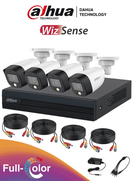 Kit de 4 Canales Full Color de 2 MP/ DVR Cooper-I WizSense/ Con IA/ H.265+/ 4 Camaras Full Color de 2 Megapixeles/ 4 Ch + 1 IP o Hasta 5 Ch IP/ 4 Ch SMD Plus/ Busqueda de Humanos y Vehiculos/ Accesorios Incluidos