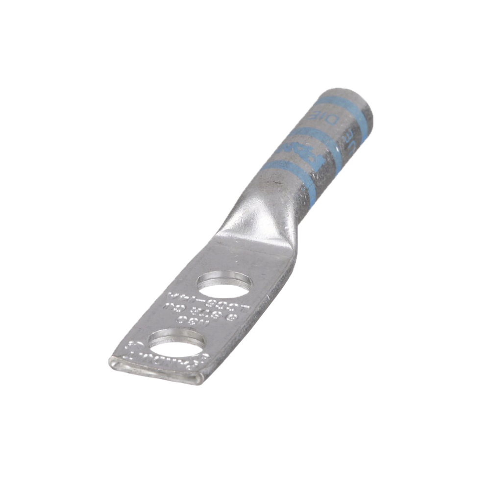 Zapata de compresión LCC6-14A-L para cal. 6 Awg, Doble barreno para tornillo prisionero de 1/4, Espaciado de orificio 16mm, 1 Pz