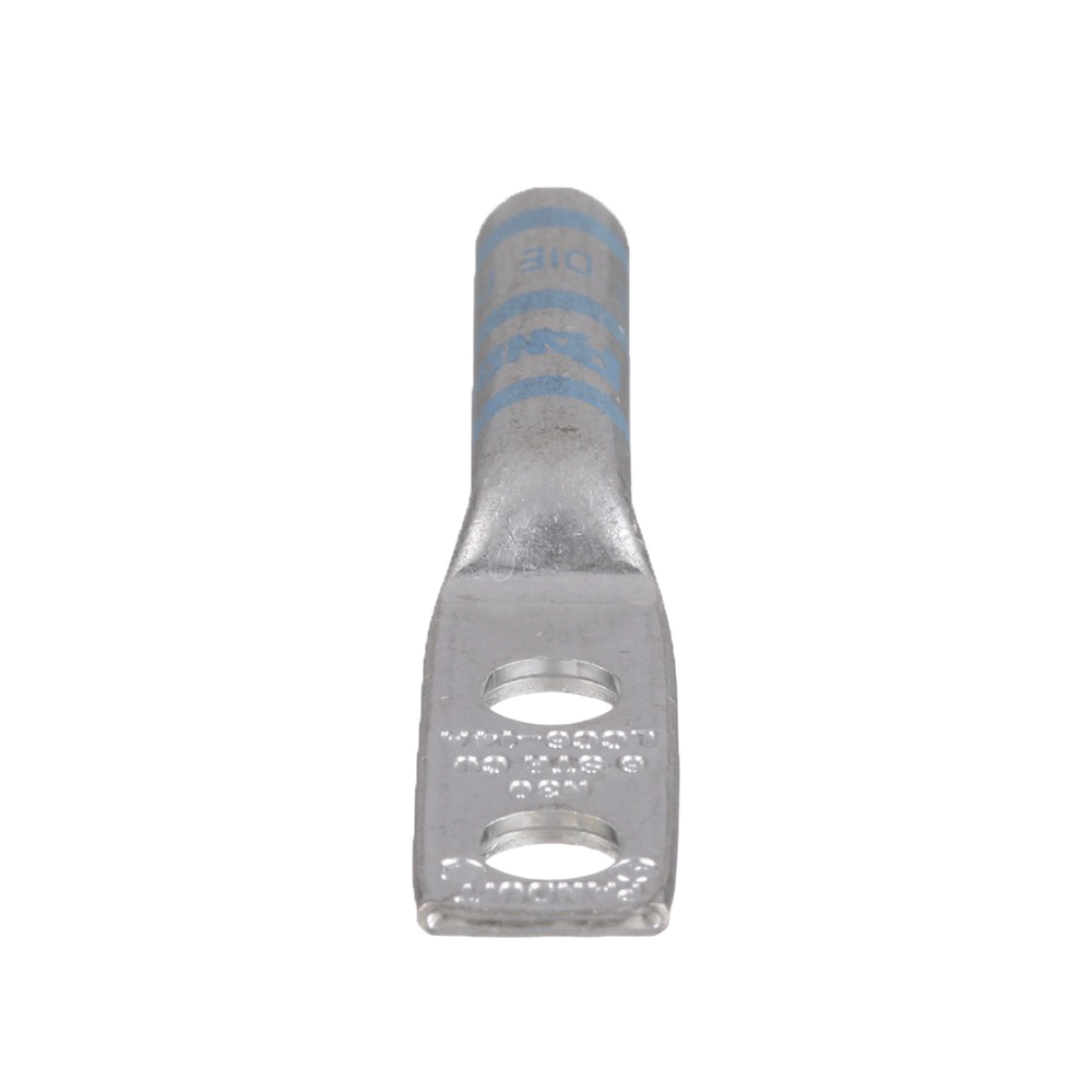 Zapata de compresión LCC6-14A-L para cal. 6 Awg, Doble barreno para tornillo prisionero de 1/4, Espaciado de orificio 16mm, 1 Pz
