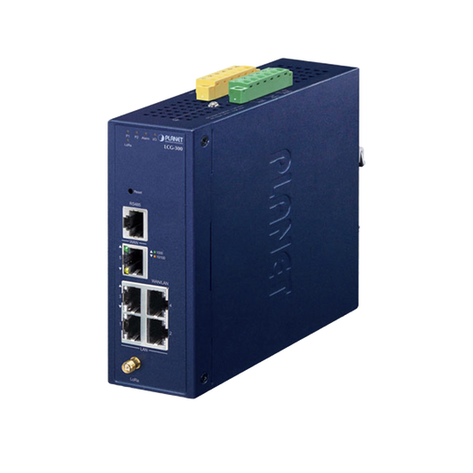 (LoRa) Gateway Industrial LoRaWAN con 5 puertos 10/100/1000T, Banda de 902 a 928 MHz,  Con 2 Entradas y Salidas Digitales