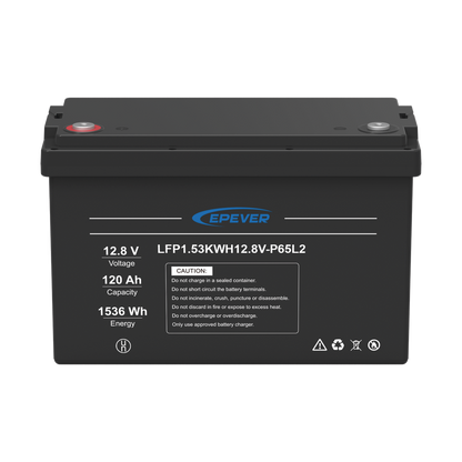 Batería de Litio LiFePO4 Ciclo Profundo 12.8Vcc, 120 Ah, 1.53Kwh, para Exterior, Libre de Mantenimiento