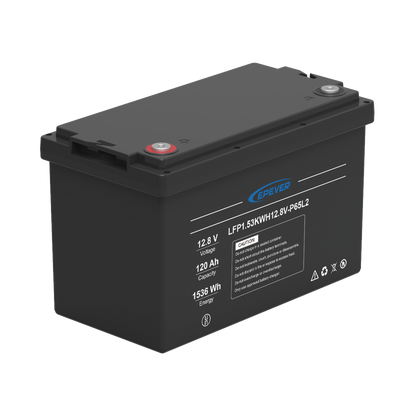 Batería de Litio LiFePO4 Ciclo Profundo 12.8Vcc, 120 Ah, 1.53Kwh, para Exterior, Libre de Mantenimiento