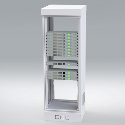 Gabinete para Piso, Capacidad, 31 Unidades de Rack, Doble puerta y Postes frontales e intermedios ajustables, Color Blanco, Se envía el Gabinete Armado.