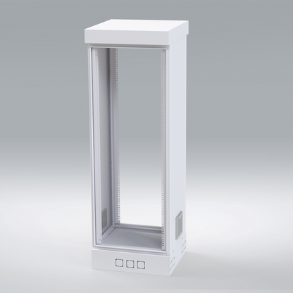 Gabinete para Piso, Capacidad, 31 Unidades de Rack, Doble puerta y Postes frontales e intermedios ajustables, Color Blanco, Se envía el Gabinete Armado.
