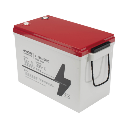 Batería de Litio Ciclo Profundo / 12.8 Vcc 280Ah (3.58 kWh) / LiFePO4 / 6000 Ciclos / Descarga 140A / Carga Rápida 100A / Solar y Marina / BMS con Corte a 11.2V