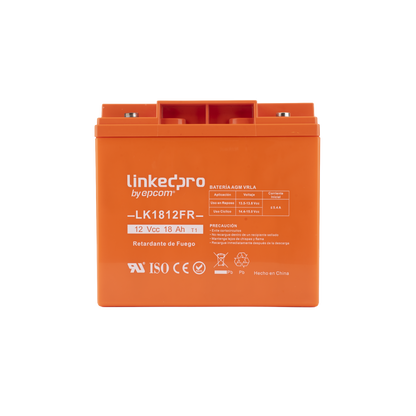 Batería de respaldo 12 V |  18 Ah | AGM | Certificada UL94-V0 Retardante a la Flama  | Especial para Seguridad Electrónica | UPS | Sistemas de Emergencia | Vida útil 5 años | Terminales T1