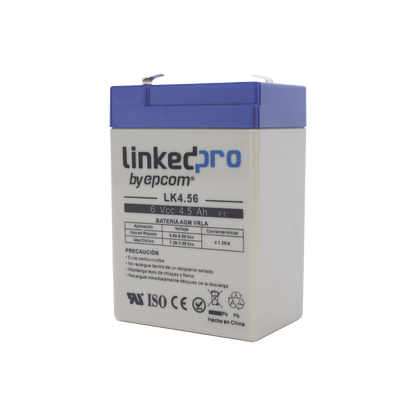 Batería de respaldo 6 V | 4.5 Ah | AGM | Especial para Seguridad Electrónica | UPS  | Sistemas de Emergencia  | Vida útil 5 años | Terminales F1  + Adaptador F2