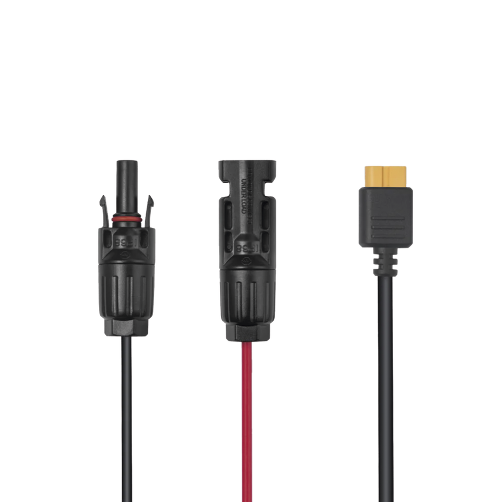 Cable 2.5 m, Negro, Calibre 12 AWG con Terminales MC4 Macho y Hebra para Terminal XT60
