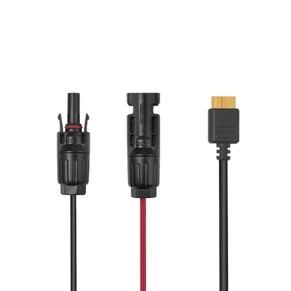 Cable 2.5 m, Negro, Calibre 12 AWG con Terminales MC4 Macho y Hebra para Terminal XT60