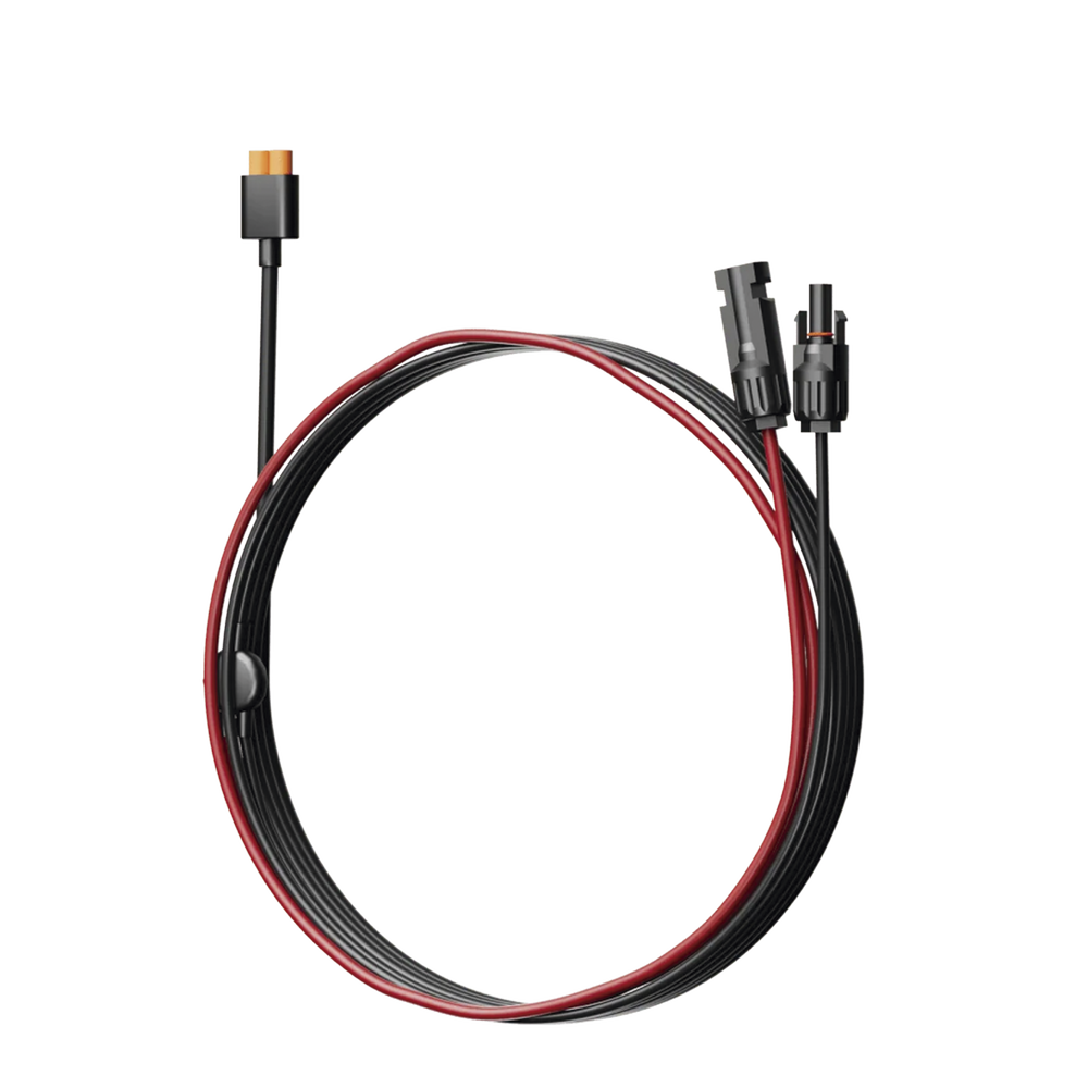 Cable 2.5 m, Negro, Calibre 12 AWG con Terminales MC4 Macho y Hebra para Terminal XT60