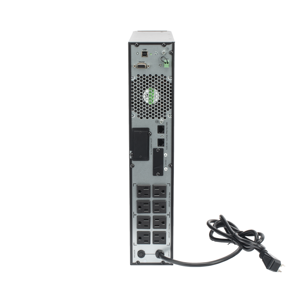 UPS de 1000VA/900W / Topología On-Line Doble Conversión / Entrada y Salida de 120 Vca / Clavija de Entrada NEMA 5-20P / Pantalla LCD Configurable / Formato Rack/Torre / 8 Salidas