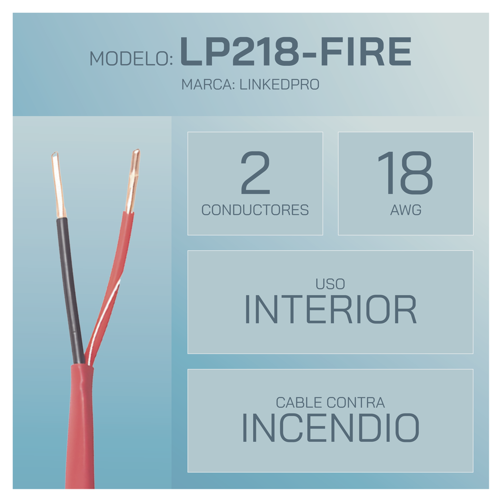 Alambre de Alarma contra Incendios - Bobina de 305 Metros (1000 Pies): 2 x 18 AWG, Rojo, Tipo FPLR, (UL) FT4, Ideal para Sistemas de Detección y Evacuación de Incendios