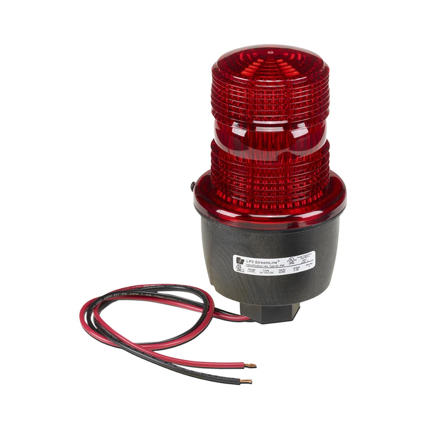 Luz de advertencia LED serie Streamline, 24 Vcc, montaje en tubo, rojo