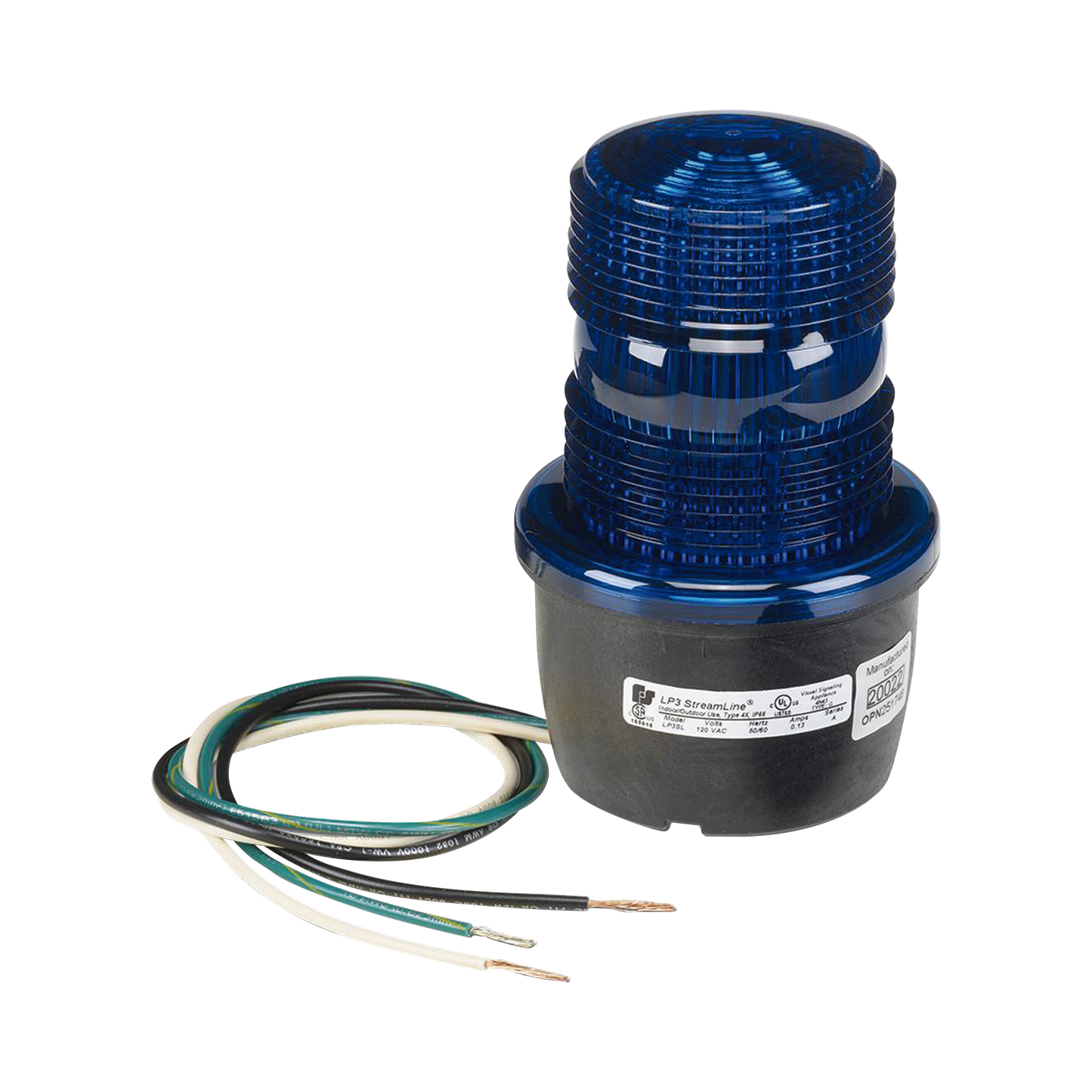 Luz de advertencia LED serie Streamline, 120 Vca, montaje tipo T, azul