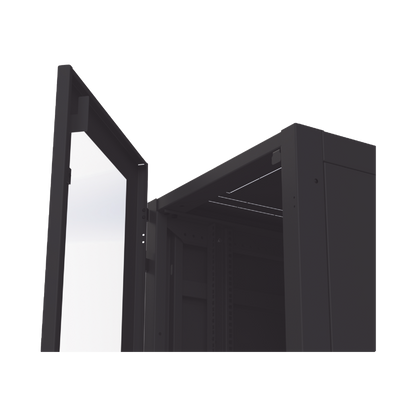 Gabinete Profesional para Telecomunicaciones de 45UR, 1200 mm Profundidad, Incluye 2 Organizadores Verticales de 45 Unidades de Rack, Se envía el Gabinete Armado.