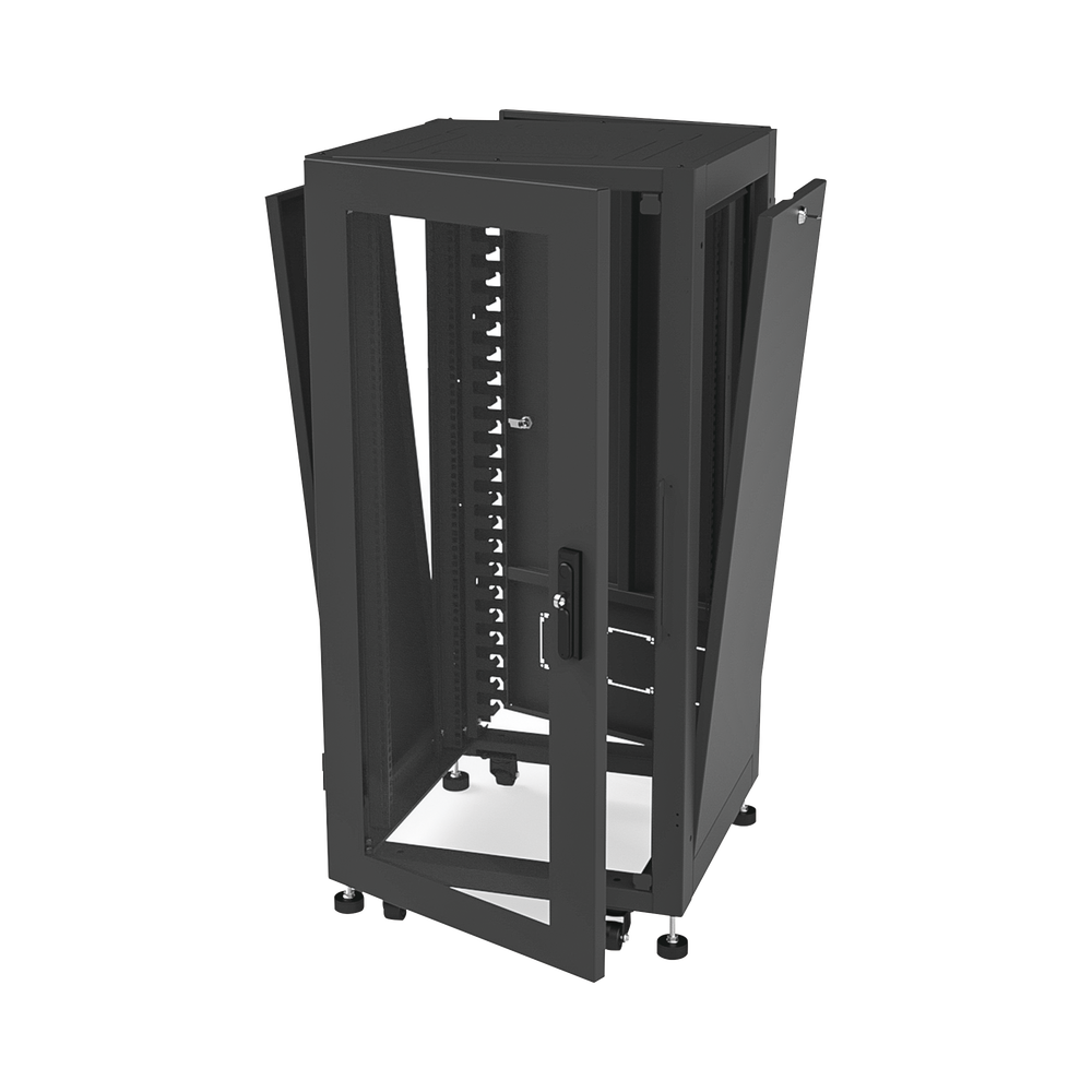Gabinete Profesional para Telecomunicaciones de 19in, Instalación a Piso, 24UR, 600 mm Profundidad, Se envía el Gabinete Armado.