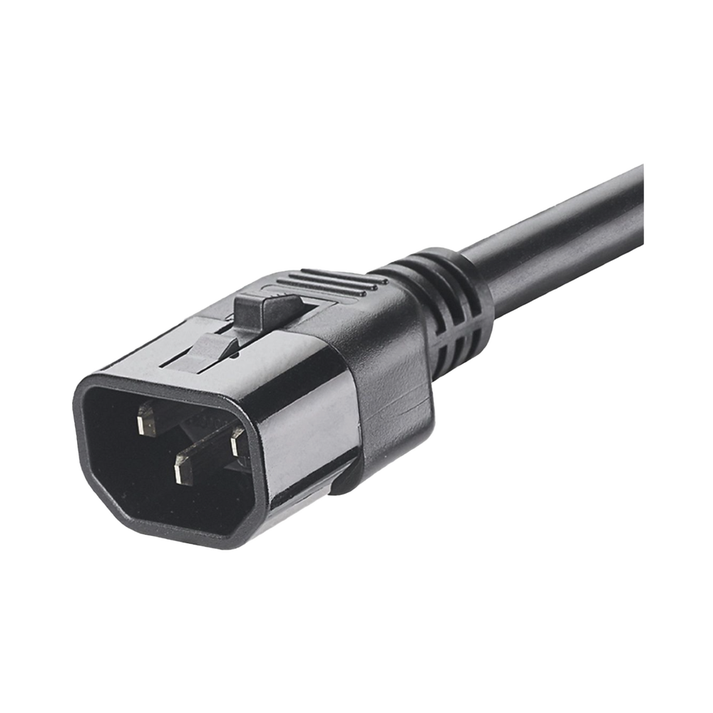 Cable de Alimentación Eléctrica Con Bloqueo de Seguridad, de IEC C14 a IEC C13, 1.2 Metros de Largo, Color Negro, Paquete de 10 Piezas