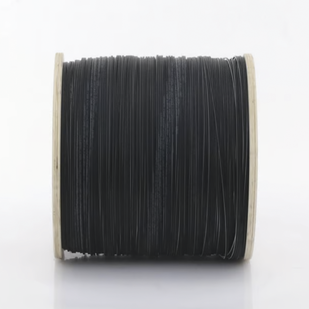 Carrete de 2 Kilómetros de Fibra Óptica Drop Plana, Interior/Exterior G.657A2 Monomodo de 1 Hilo (Unifibra), Dieléctrica, Forro Negro, Compatible con Conectores FASC, FASCUP, FASCLC