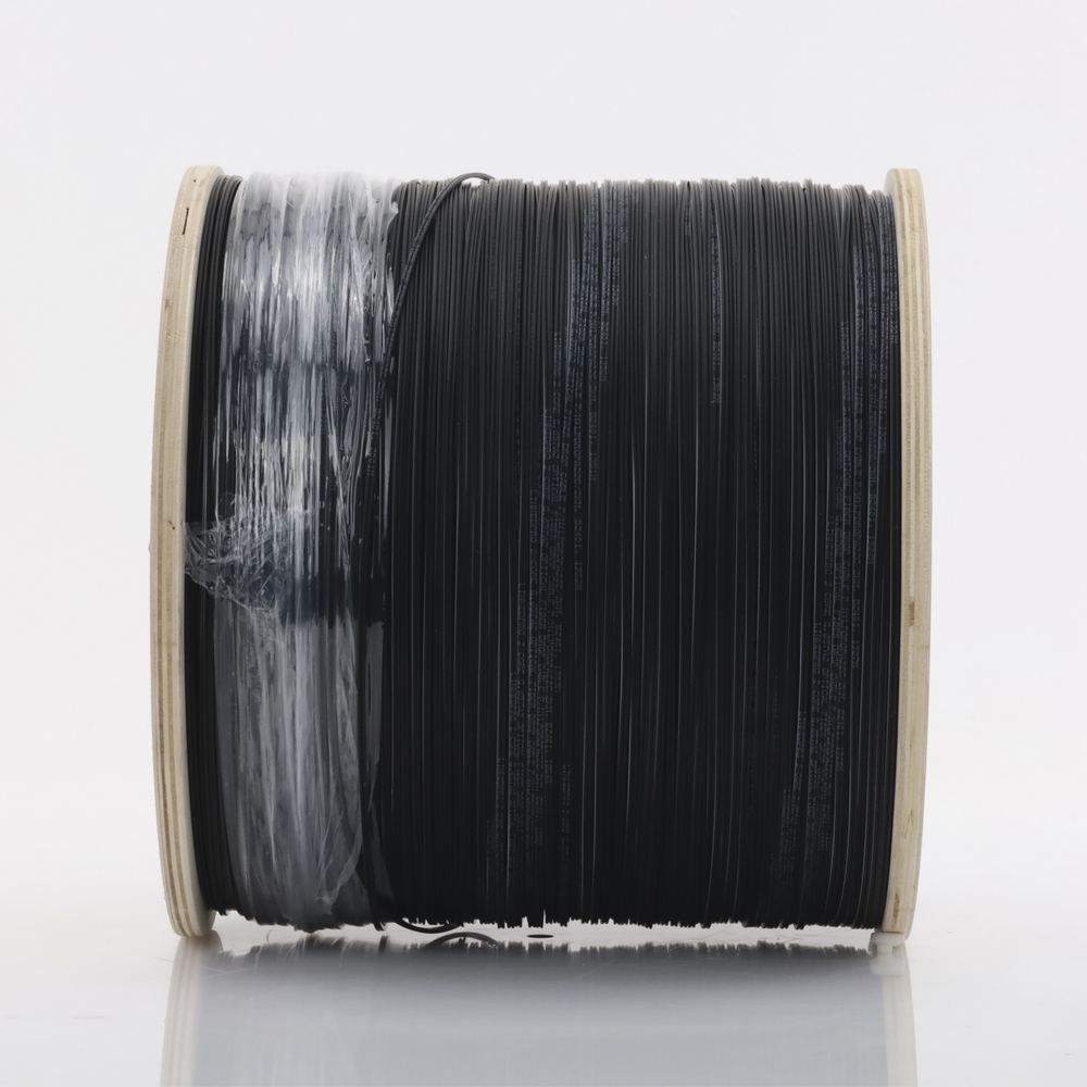 Carrete de 2 km de Fibra Óptica Drop Plana, Interior/Exterior G.657A2 Monomodo de 2 Hilos (Bifibra), Dieléctrica, Forro Negro, (No Soporta Conectores Mecánicos)
