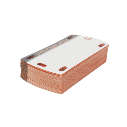 Etiqueta Autolaminada para Identificación de Fibra Óptica Paquete de 25 Piezas, Para Uso Interior/Exterior, Dimensiones de 90 x 50 mm (3.54 x 1.97 Pulgadas), Color Negro con Naranja