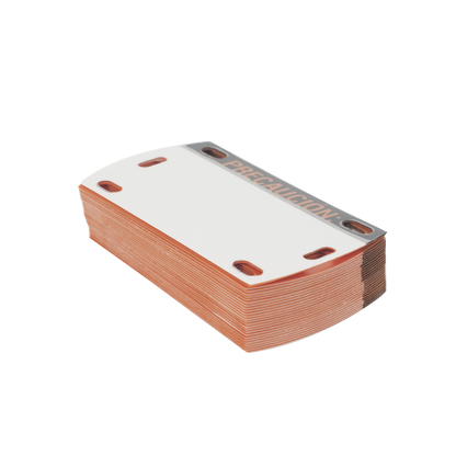 Etiqueta Autolaminada para Identificación de Fibra Óptica Paquete de 25 Piezas, Para Uso Interior/Exterior, Dimensiones de 90 x 50 mm (3.54 x 1.97 Pulgadas), Color Negro con Naranja