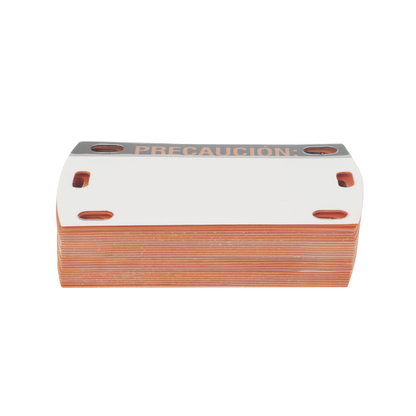 Etiqueta Autolaminada para Identificación de Fibra Óptica Paquete de 25 Piezas, Para Uso Interior/Exterior, Dimensiones de 90 x 50 mm (3.54 x 1.97 Pulgadas), Color Negro con Naranja