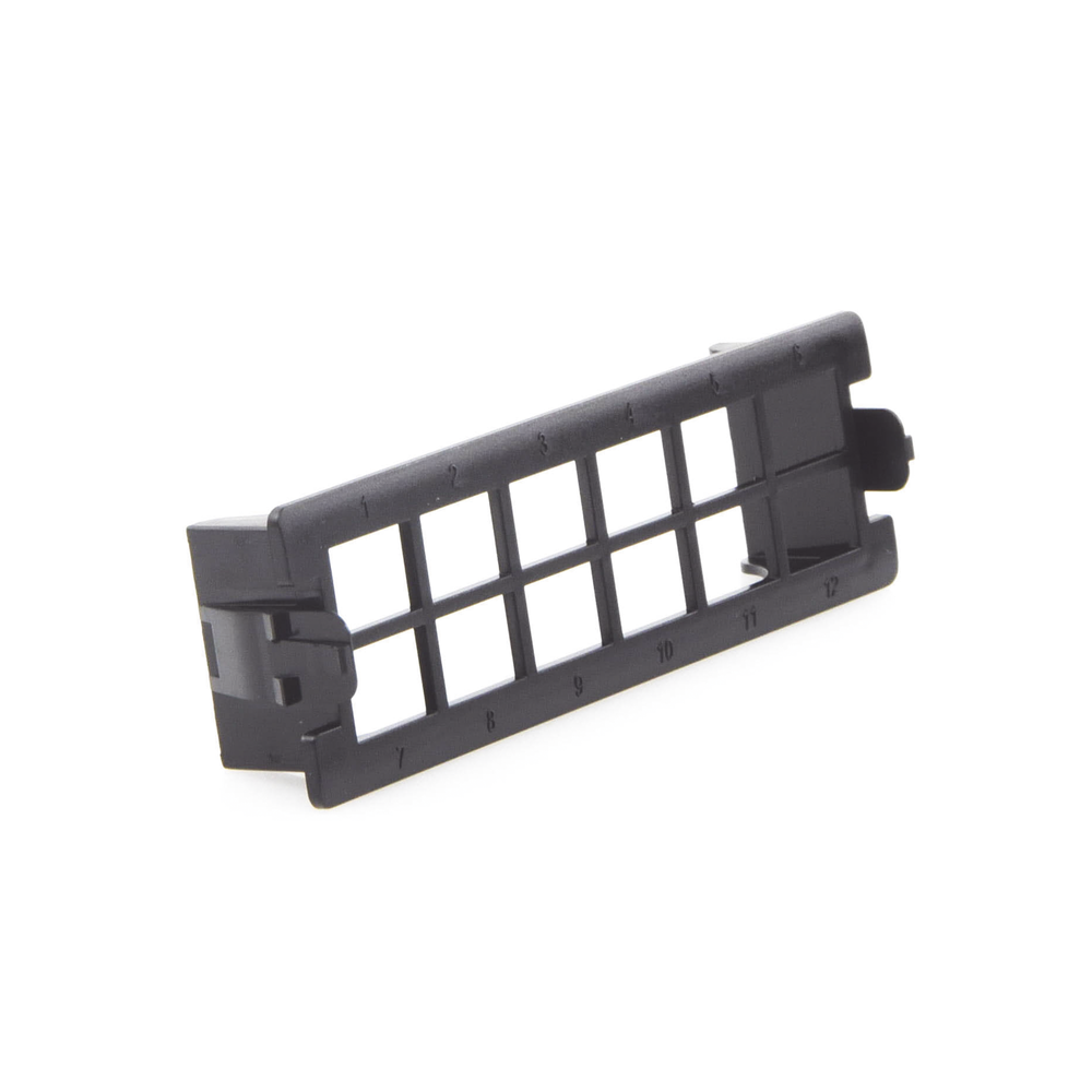 Placa Acopladora Vacía para Distribuidor de Fibra Óptica LP-ODF-8024, Acepta 12 Acopladores SC Simplex o 12 Acopladores LC Duplex, Color Negro