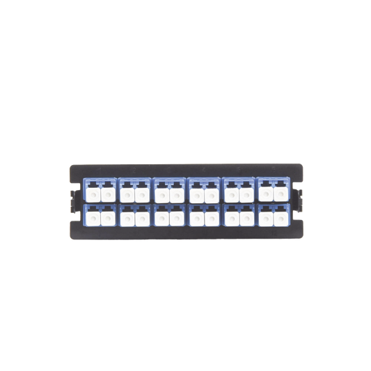 Placa acopladora para Distribuidor de Fibra Óptica LP-ODF-8024, incluye 12 acopladores LC Duplex Para fibra Monomodo