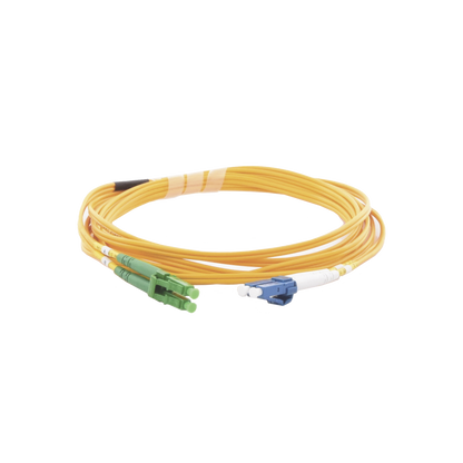 Jumper de Fibra Óptica Monomodo 9/125 LC/UPC-LC/APC, OFNR (Riser), 2.0 mm, Dúplex, Amarillo, 3 Metros (9.84 Pies)