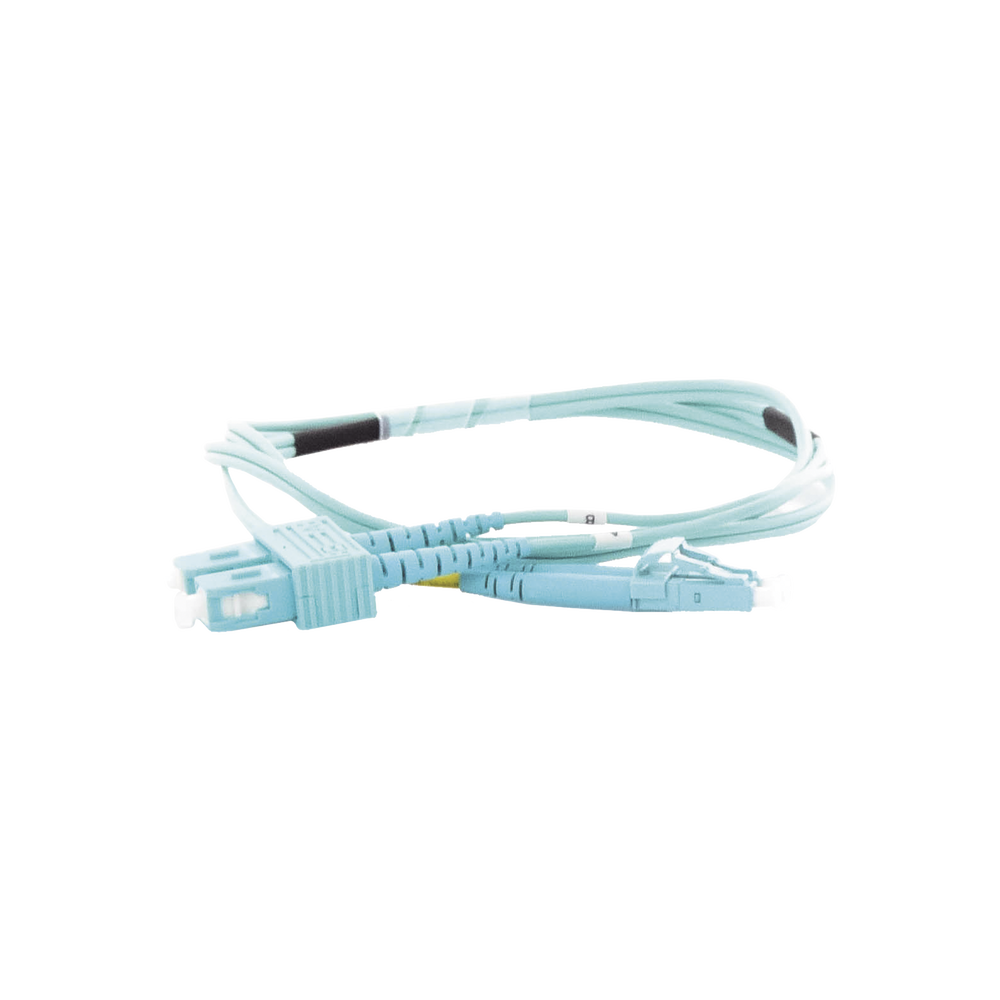 Jumper de Fibra Óptica Multimodo OM3 50/125 LC-SC OFNR (Riser), 2.0 mm, Dúplex, Aqua, 1 metro (3.28 pies)