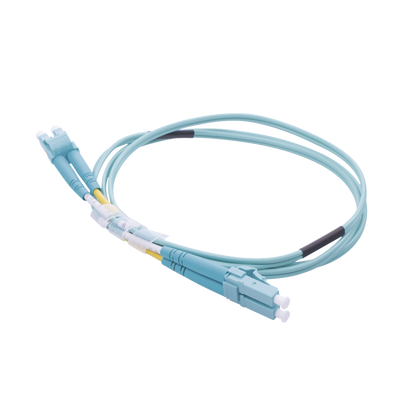 Jumper de Fibra Óptica Multimodo OM4 50/125 LC-LC OFNR (Riser), 2.0 mm, Dúplex, Aqua, 1 metro (3.28 pies)