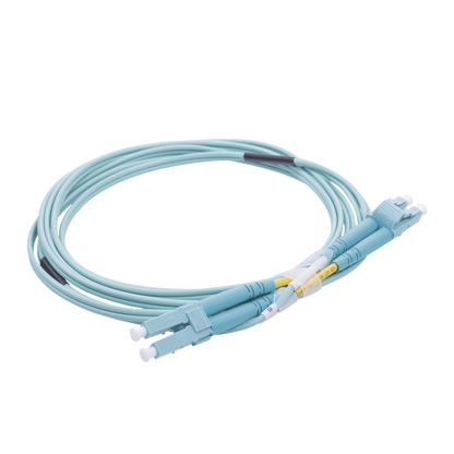 Jumper de Fibra Óptica Multimodo OM4 50/125 LC-LC OFNR (Riser), 2.0 mm, Dúplex, Aqua, 2 Metros (6.56 Pies)
