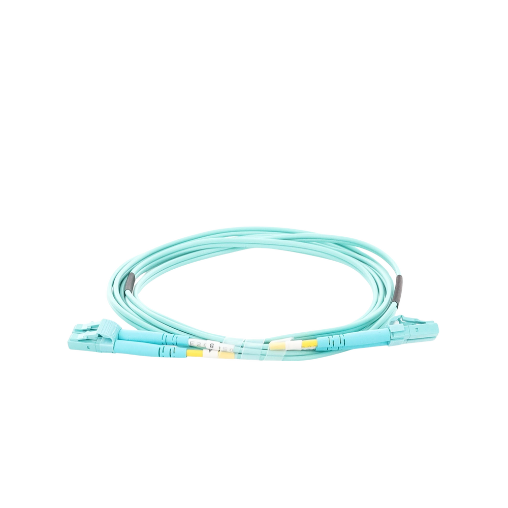 Jumper de Fibra Óptica Multimodo OM4 50/125 LC-LC OFNR (Riser), 2.0 mm, Dúplex, Aqua, 2 Metros (6.56 Pies)