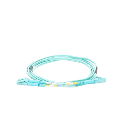 Jumper de Fibra Óptica Multimodo OM4 50/125 LC-LC OFNR (Riser), 2.0 mm, Dúplex, Aqua, 2 Metros (6.56 Pies)