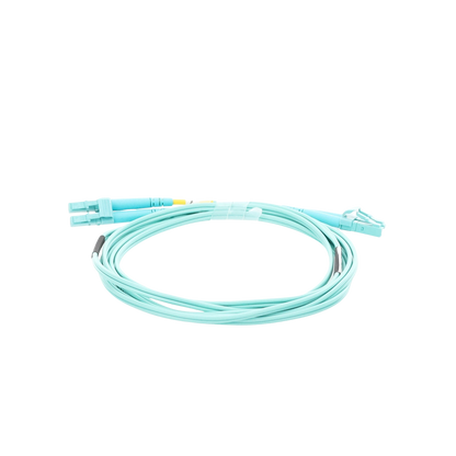 Jumper de Fibra Óptica Multimodo OM4 50/125 LC-LC OFNR (Riser), 2.0 mm, Dúplex, Aqua, 2 Metros (6.56 Pies)