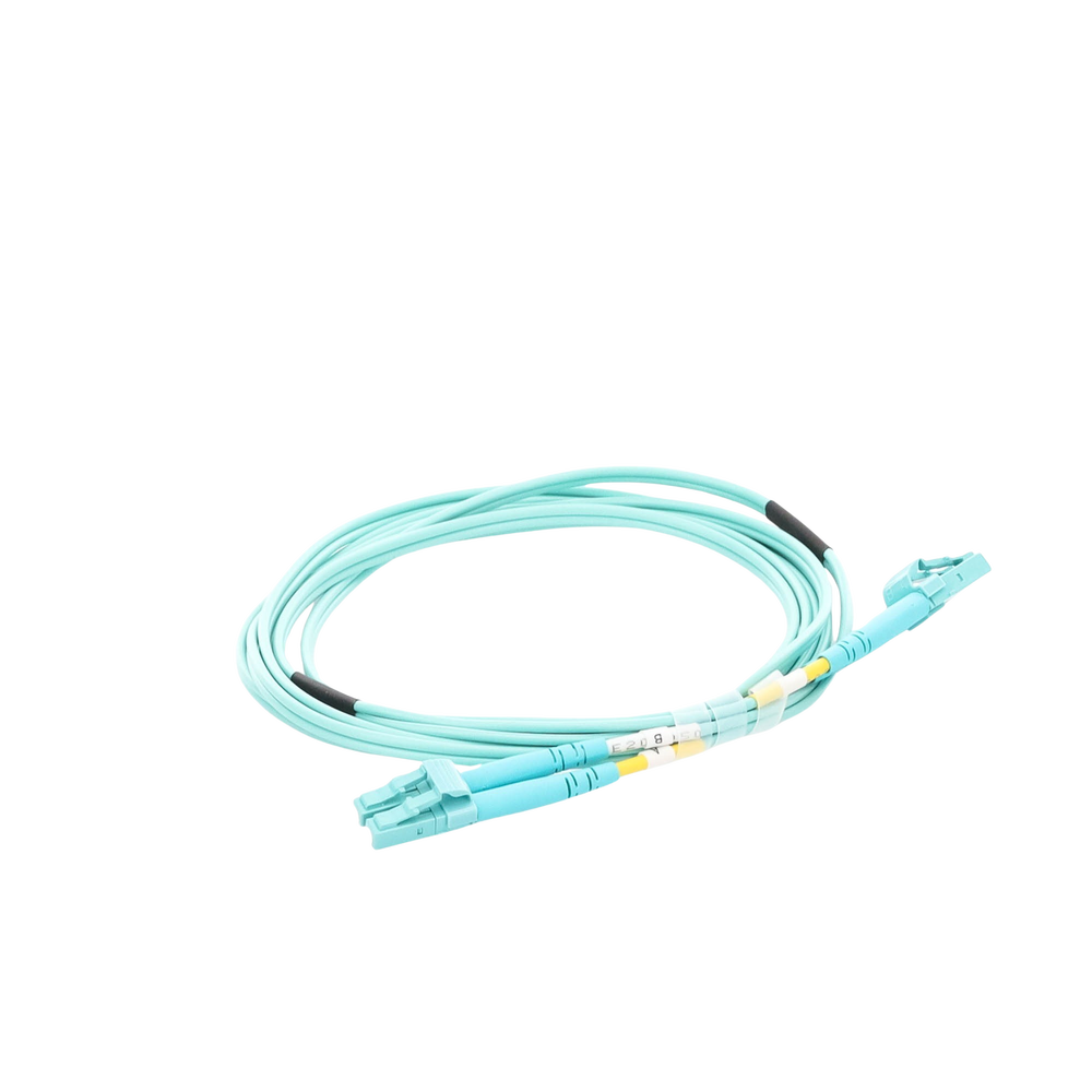 Jumper de Fibra Óptica Multimodo OM4 50/125 LC-LC OFNR (Riser), 2.0 mm, Dúplex, Aqua, 2 Metros (6.56 Pies)