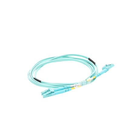 Jumper de Fibra Óptica Multimodo OM4 50/125 LC-LC OFNR (Riser), 2.0 mm, Dúplex, Aqua, 2 Metros (6.56 Pies)