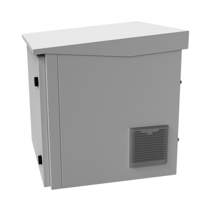 Gabinete de Exterior con Rack de 19" de 9UR con Ventiladores y Termostato, Se envía el Gabinete armado, (Montaje a poste o torre se vende por separado).