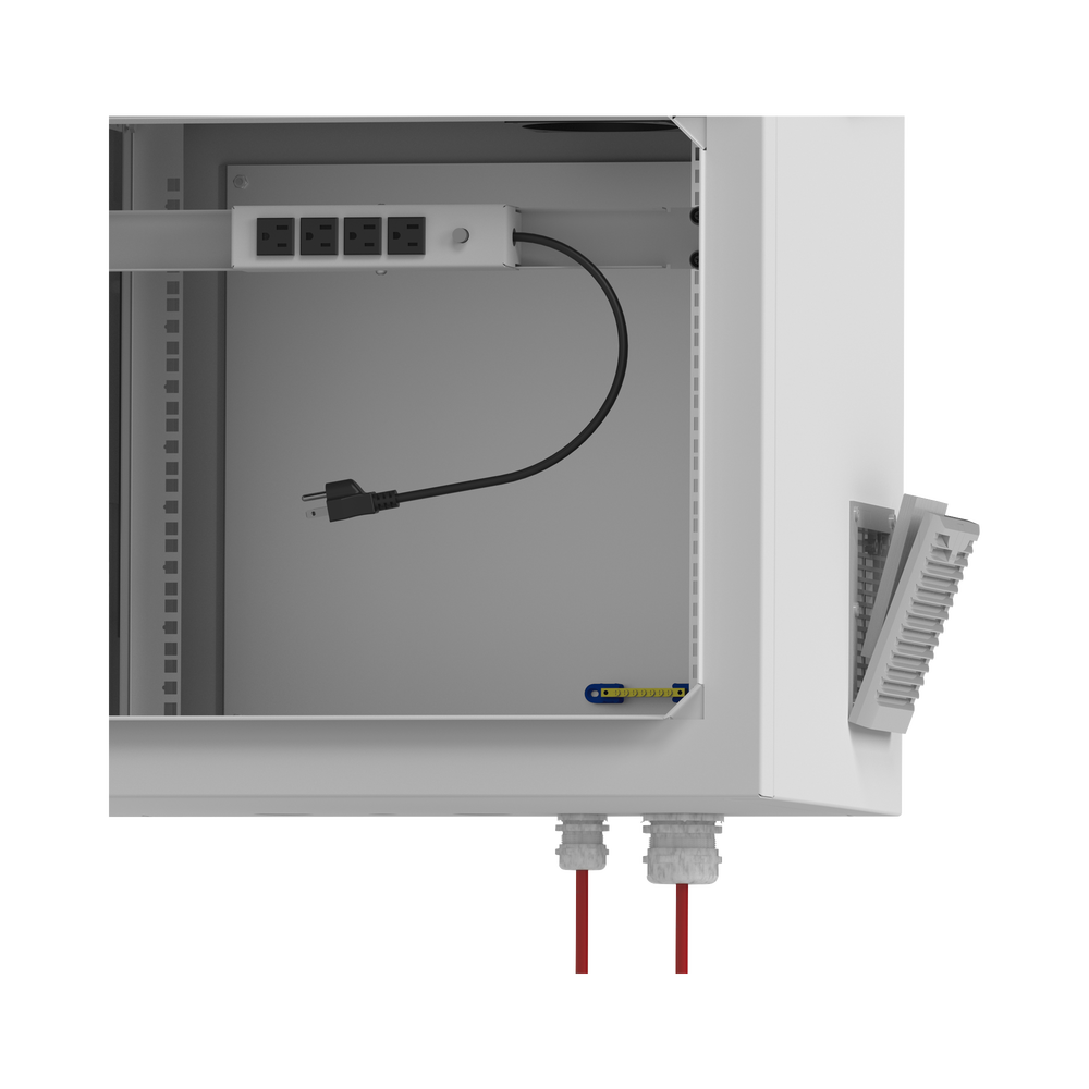 Gabinete de Exterior con Rack de 19" de 9UR con Ventiladores y Termostato, Se envía el Gabinete armado, (Montaje a poste o torre se vende por separado).