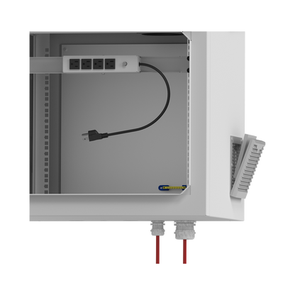 Gabinete de Exterior con Rack de 19" de 9UR con Ventiladores y Termostato, Se envía el Gabinete armado, (Montaje a poste o torre se vende por separado).