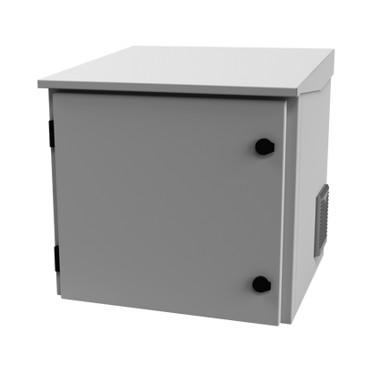 Gabinete de Exterior con Rack de 19" de 9UR con Ventiladores y Termostato, Se envía el Gabinete armado, (Montaje a poste o torre se vende por separado).