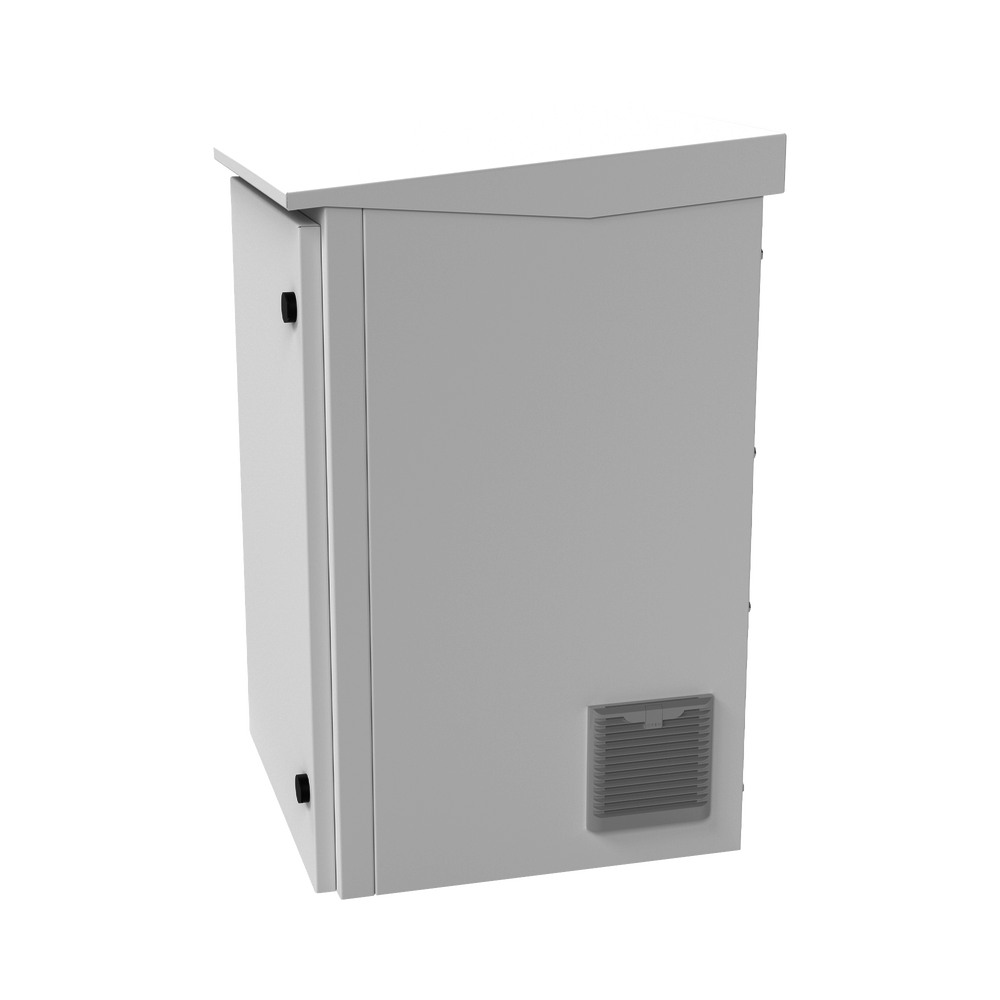 Gabinete de Exterior con Rack de 19" de 16U con Ventiladores y Termostato, Se envía el Gabinete Armado. (Montaje a poste o torre se vende por separado).