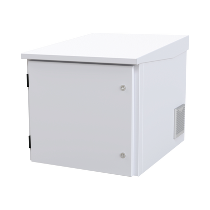 Gabinete PROFUNDO hasta 705 mm  de profundidad, de Exterior de 9UR con Ventiladores y Termostato, Se envía el Gabinete Armado, (Montaje a poste o torre se vende por separado).