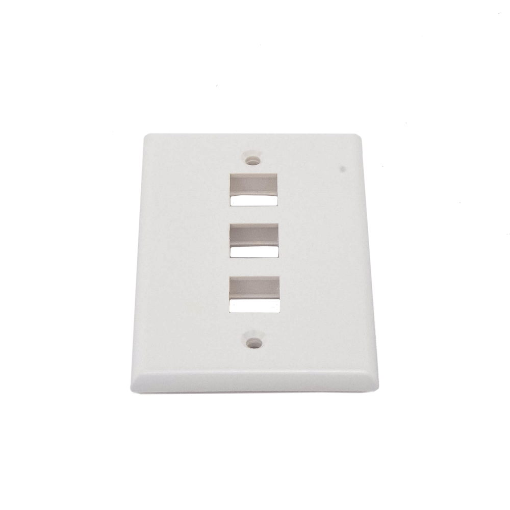 Placa de Pared de 3 Puertos, Keystone, Color Blanco
