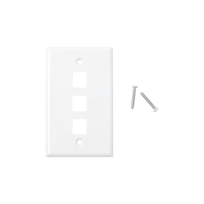 Placa de Pared de 3 Puertos, Keystone, Color Blanco