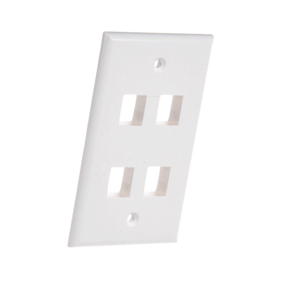 Placa de Pared de 4 Puertos, Keystone, Color Blanco