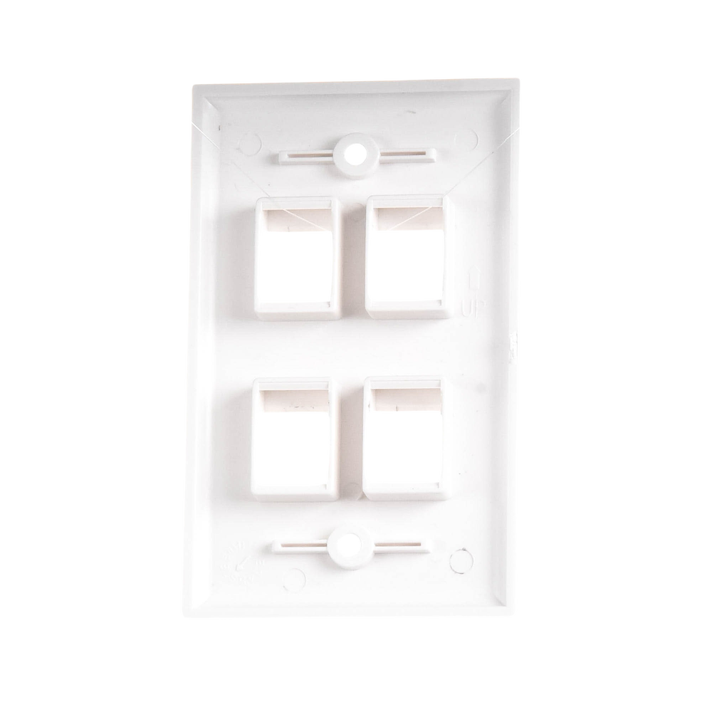 Placa de Pared de 4 Puertos, Keystone, Color Blanco