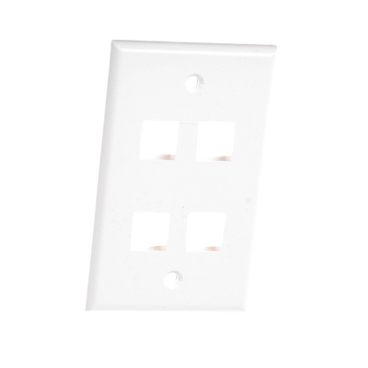 Placa de Pared de 4 Puertos, Keystone, Color Blanco